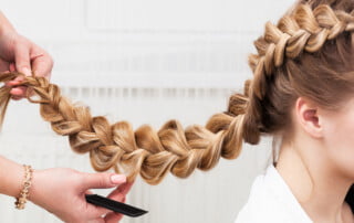 weave braid girl in a hair salon